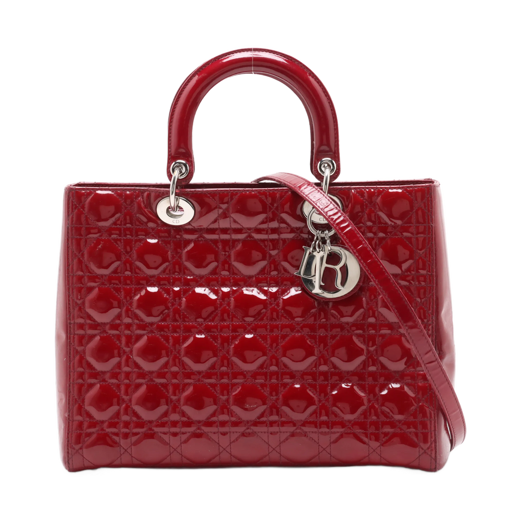 Christian Dior Lady Dior Cannage Large Patent Leather 2 Way