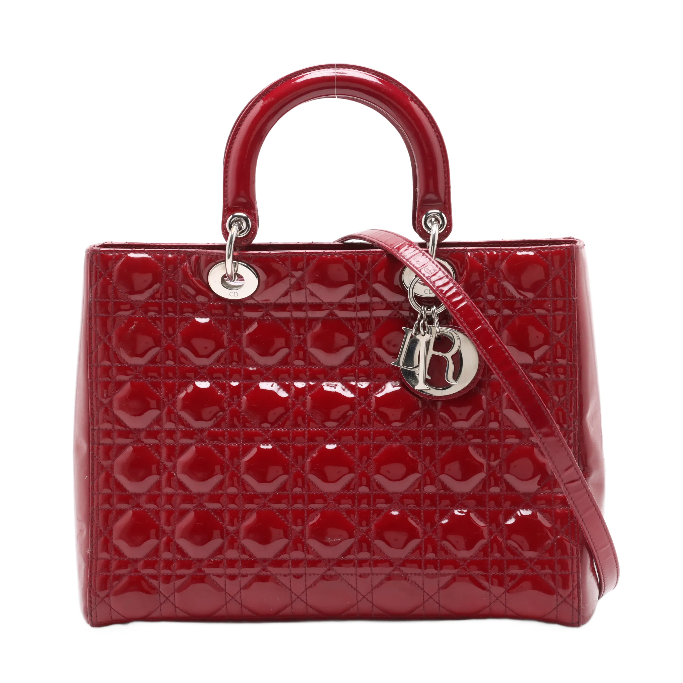 Christian Dior Lady Dior Cannage Large Patent Leather 2 Way