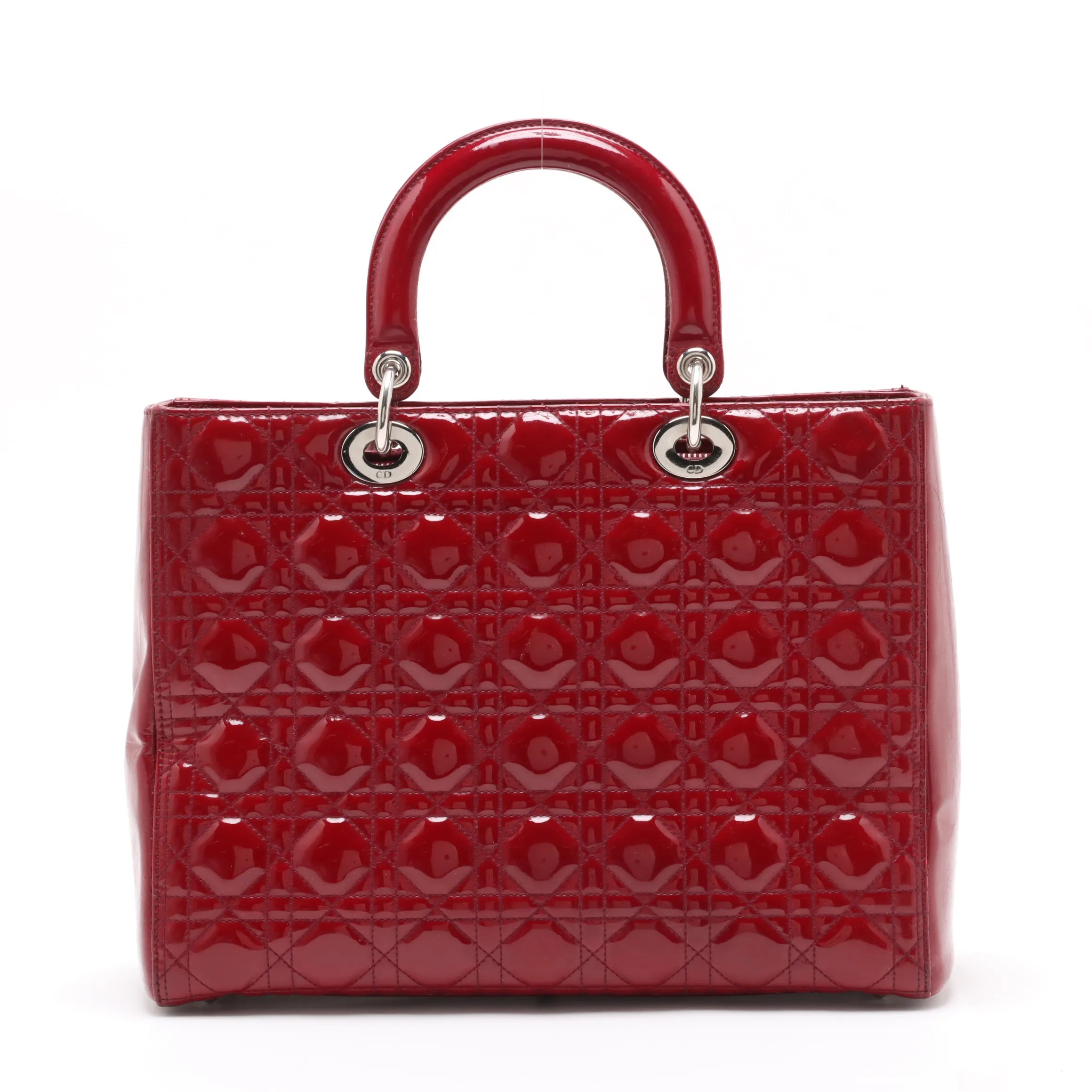 Christian Dior Lady Dior Cannage Large Patent Leather 2 Way