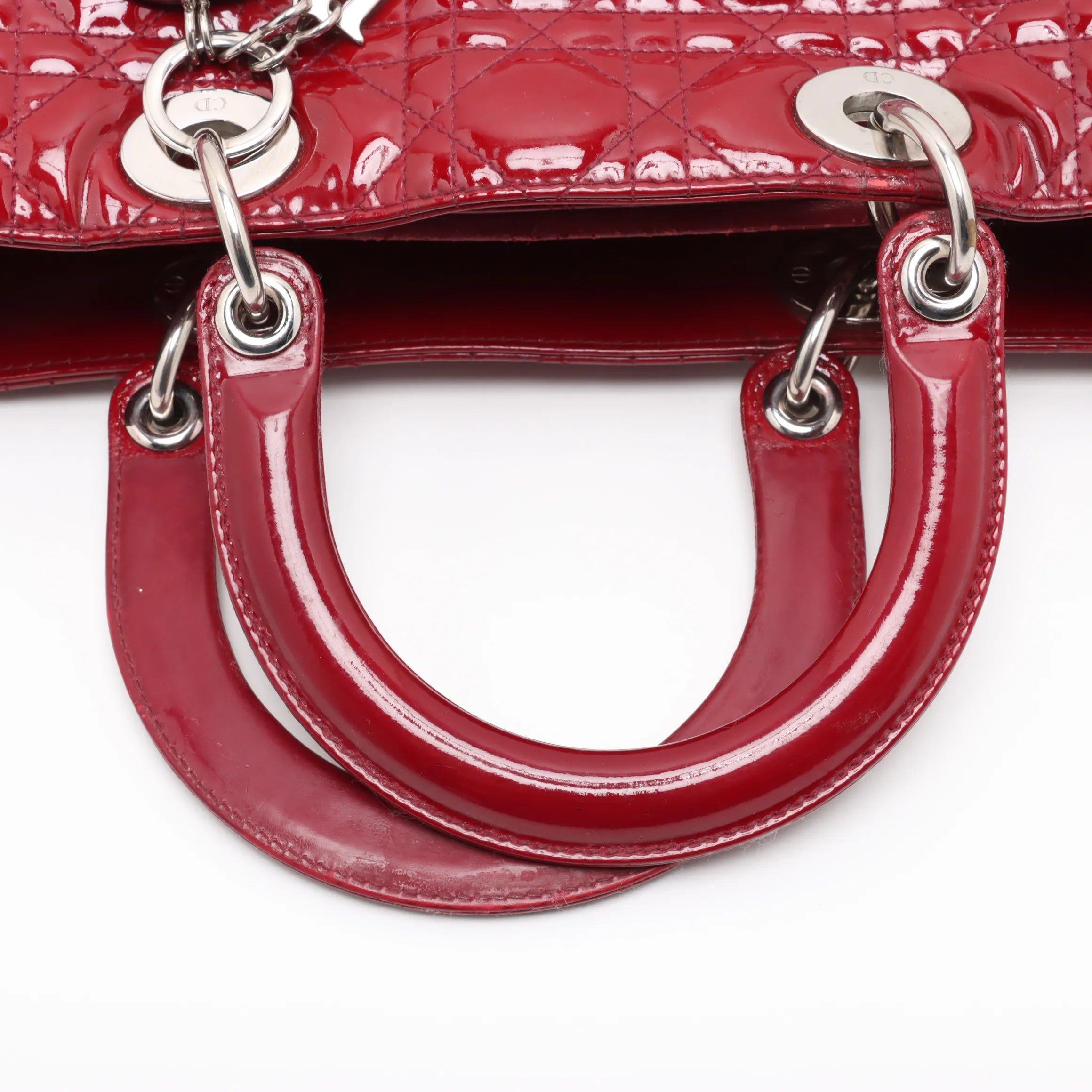 Christian Dior Lady Dior Cannage Large Patent Leather 2 Way