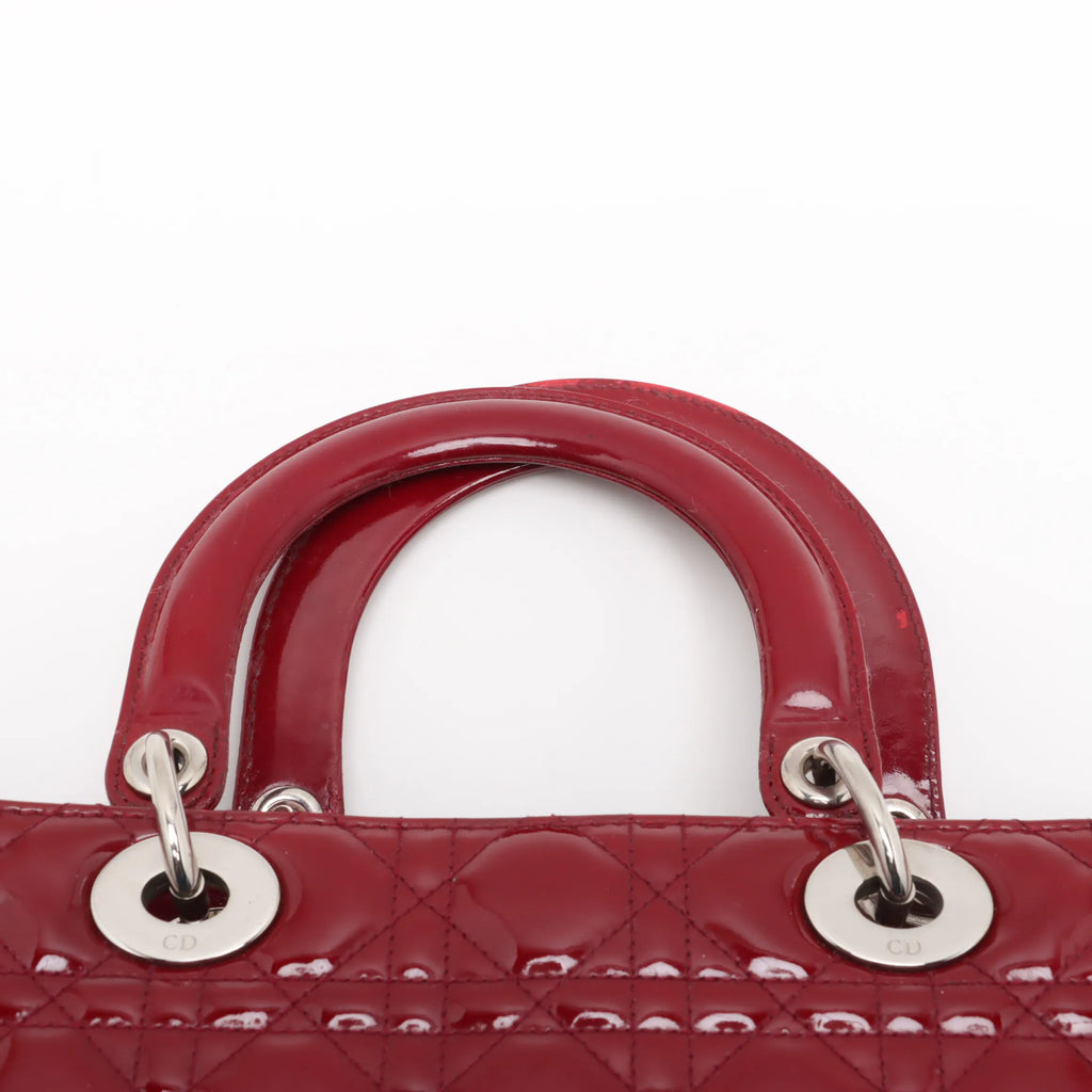 Christian Dior Lady Dior Cannage Large Patent Leather 2 Way