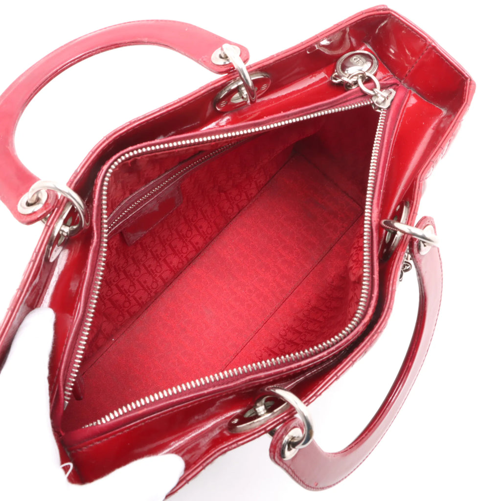 Christian Dior Lady Dior Cannage Large Patent Leather 2 Way